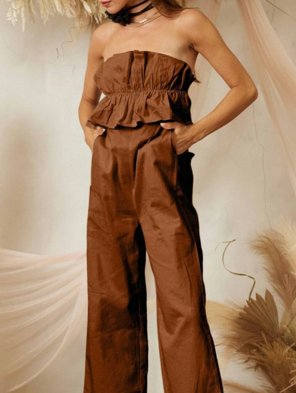 #103084 🛑S,M,L Tube Top Jumpsuit - Picture 5 of 6